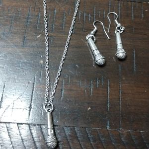 NWOT microphone necklace and earring set